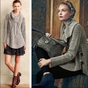 Angel Of The North~Womens Chunky Knit Sweater Dress~Wool Blend~LagenLook~Grey~XS